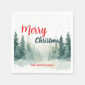 Modern Script Christmas Xmas winter pine tree fore Servet (Voorkant)