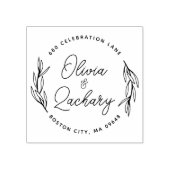 Modern Script Circulair trouwadres Rubberstempel (Afrduk)