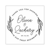 Modern Script Circular Wedding Dank u Rubberstempel (Afrduk)
