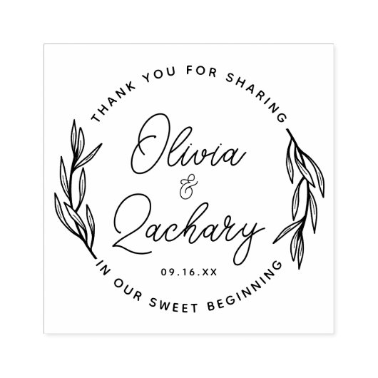 Modern Script Circular Wedding Dank u Rubberstempel (Afrduk)