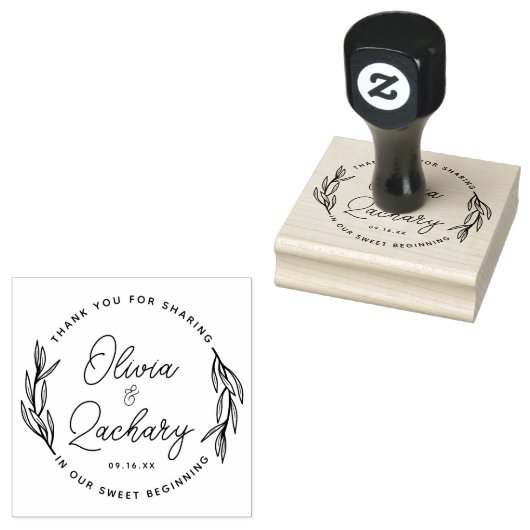 Modern Script Circular Wedding Dank u Rubberstempel (Gestempeld)