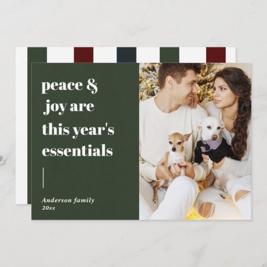 modern script citeert vrede en feestelijke foto feestdagenkaart (Voorkant / Achterkant)