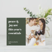 modern script citeert vrede en feestelijke foto feestdagenkaart (Staand voorkant)