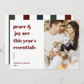 modern script citeert vrede en feestelijke foto feestdagenkaart (Voorkant / Achterkant)