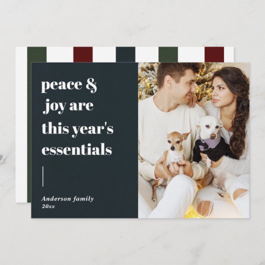 modern script citeert vrede en feestelijke foto feestdagenkaart (Voorkant / Achterkant)