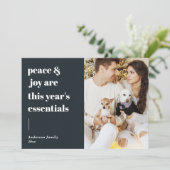 modern script citeert vrede en feestelijke foto feestdagenkaart (Staand voorkant)