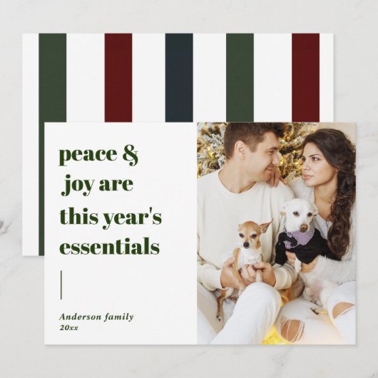 modern script citeert vrede en feestelijke foto feestdagenkaart (Voorkant / Achterkant)