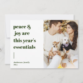 modern script citeert vrede en feestelijke foto feestdagenkaart