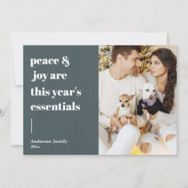 modern script citeert vrede en feestelijke foto feestdagenkaart