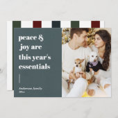 modern script citeert vrede en feestelijke foto feestdagenkaart (Voorkant / Achterkant)