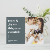 modern script citeert vrede en feestelijke foto feestdagenkaart (Staand voorkant)