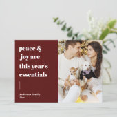 modern script citeert vrede en feestelijke foto feestdagenkaart (Staand voorkant)