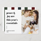 modern script citeert vrede en feestelijke foto feestdagenkaart (Voorkant / Achterkant)