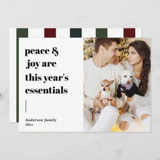 modern script citeert vrede en feestelijke foto feestdagenkaart (Voorkant / Achterkant)