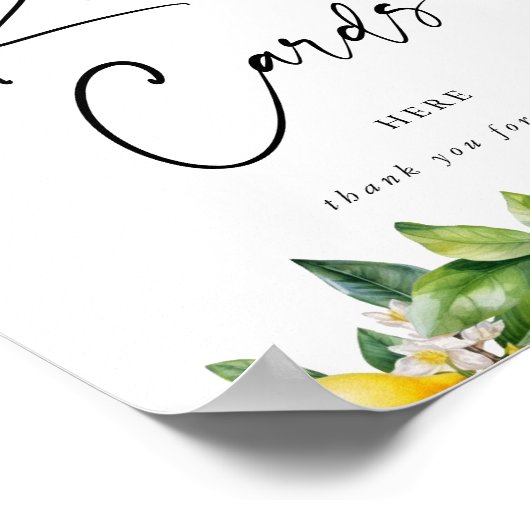 Modern Script Citroen Citrus Recept Kaarten Sign Poster (Hoek)