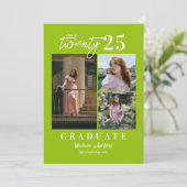 Modern Script Citrus 3 Photo Collage Afstuderen Aankondiging (Staand voorkant)