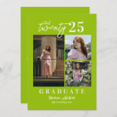 Modern Script Citrus 3 Photo Collage Afstuderen Aankondiging (Voorkant / Achterkant)