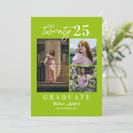 Modern Script Citrus 3 Photo Collage Afstuderen Aankondiging