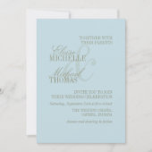 Modern Script Citrus Blue Formal Wedding Kaart (Voorkant)
