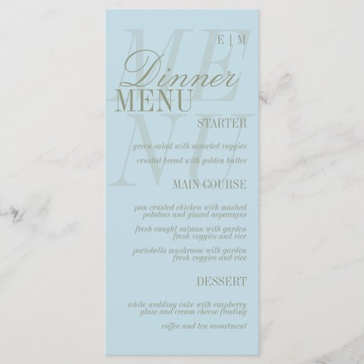 Modern Script Citrus Blue Formal Wedding Menu (Voorkant)