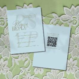 Modern Script Citrus Blue Formal Wedding RSVP Kaartje