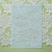 Modern Script Citrus Blue Formal Wedding Vellum Uitnodigingen