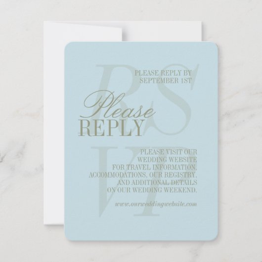 Modern Script Citrus blue QR Formal Wedding RSVP Kaartje (Voorkant)