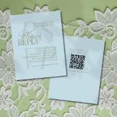 Modern Script Citrus blue QR Formal Wedding RSVP Kaartje