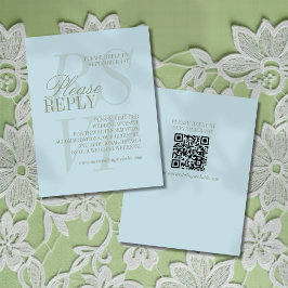Modern Script Citrus blue QR Formal Wedding RSVP Kaartje