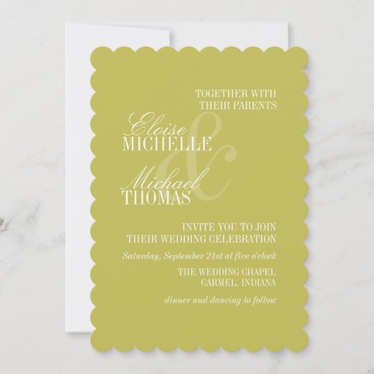 Modern Script Citrus Green Formal Wedding Kaart (Voorkant)