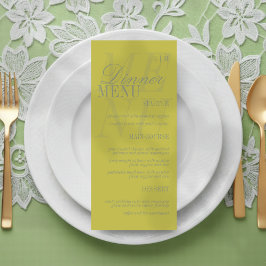 Modern Script Citrus Green Formal Wedding Menu