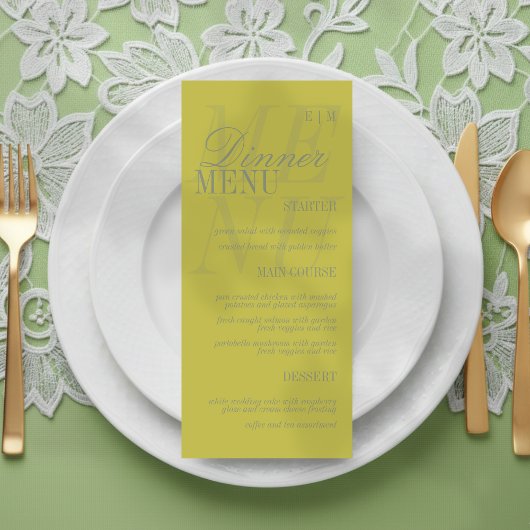 Modern Script Citrus Green Formal Wedding Menu