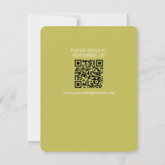 Modern Script Citrus Green QR Formal Wedding RSVP Kaartje (Achterkant)