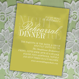Modern Script Citrus Green Wedding Rehearsal Informatiekaartje
