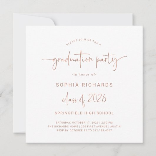 Modern Script Class of 2025 Foto Graduation Party Kaart (Voorkant)
