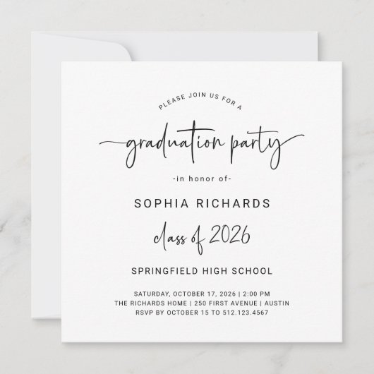 Modern Script Class of 2025 Foto Graduation Party Kaart (Voorkant)
