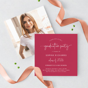 Modern Script Class of 2025 Foto Graduation Party Kaart