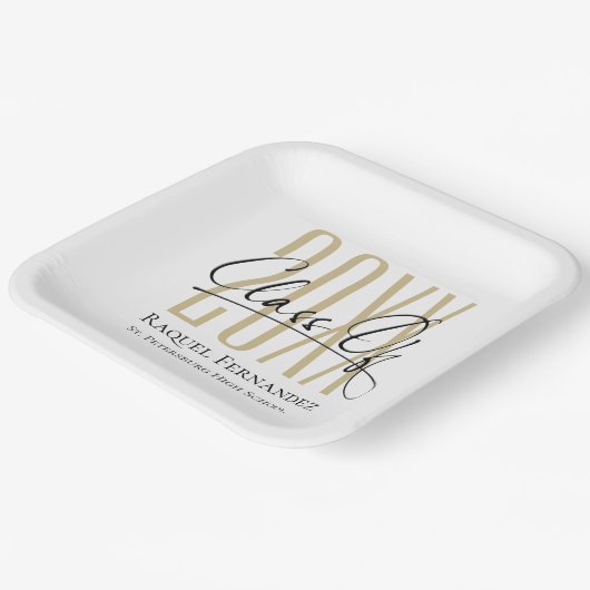 Modern Script Collage Graduation Party Papieren Bordje (Gebogen)