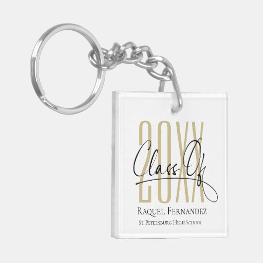 Modern Script Collage Graduation Party Sleutelhanger (Voorkant Links)