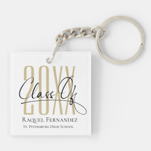 Modern Script Collage Graduation Party Sleutelhanger (Achterkant)