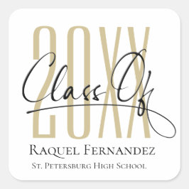 Modern Script Collage Graduation Party Vierkante Sticker