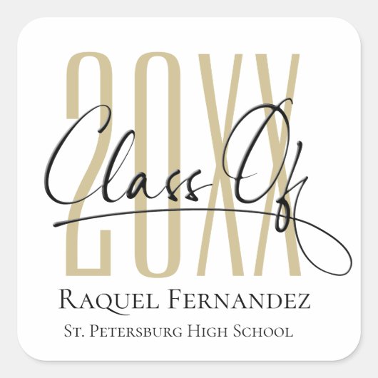 Modern Script Collage Graduation Party Vierkante Sticker (Voorkant)