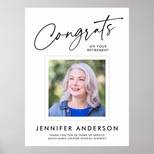 Modern Script Congrats Retirement Party Photo Poster (Voorkant)