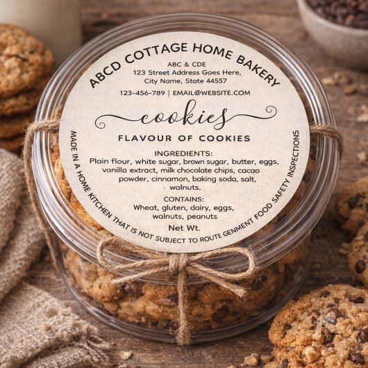 Modern Script Cookies Cottage Law Label