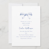Modern Script Coquette Bow Blue Baby Shower Kaart (Voorkant)