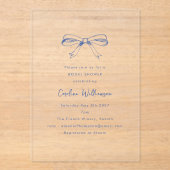 Modern Script Coquette Bow Blue Vrijgezellenfeest Acryl Uitnodigingen (Voorkant)
