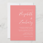 Modern Script Coral Pink QR Code Wedding Kaart (Voorkant)
