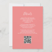 Modern Script Coral Pink QR Code Wedding Kaart (Achterkant)