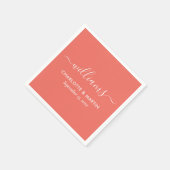 Modern Script Coral Wedding Servet (Hoek)