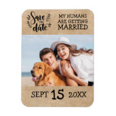 Modern Script Couple Photo Wedding Save the Date Magneet (Verticaal)
